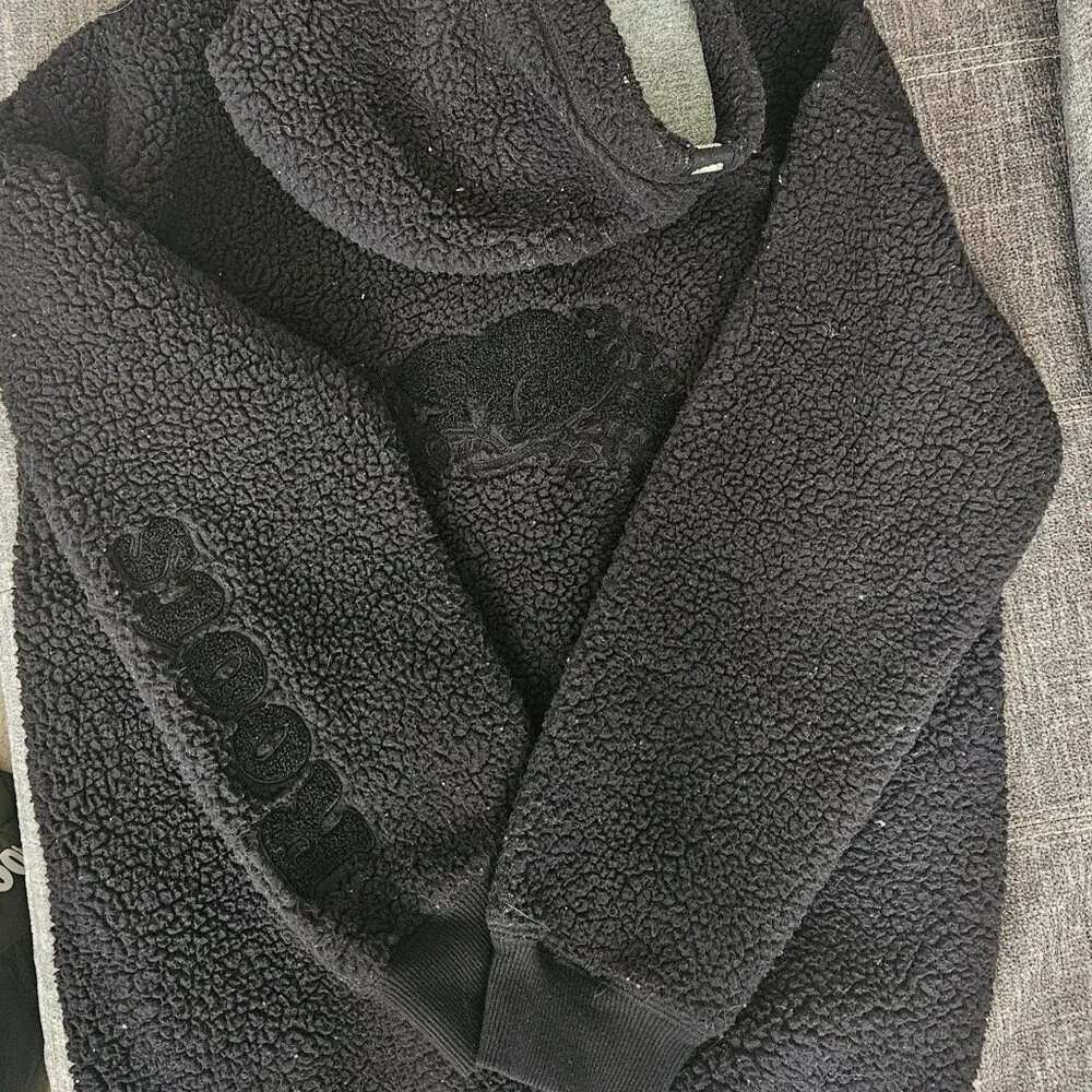 Youth Roots Black Sherpa Zip Up Hoodie - Picture 3 of 3